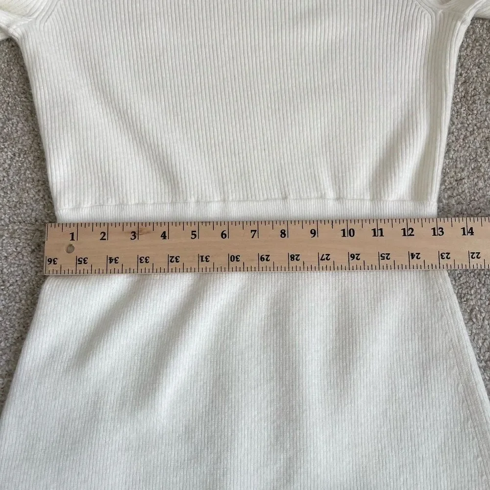 Ann Taylor Pearl Button Cuff Ribbed Mock Neck Long Sleeve Sweater Dress - Small - Picture 14 of 16
